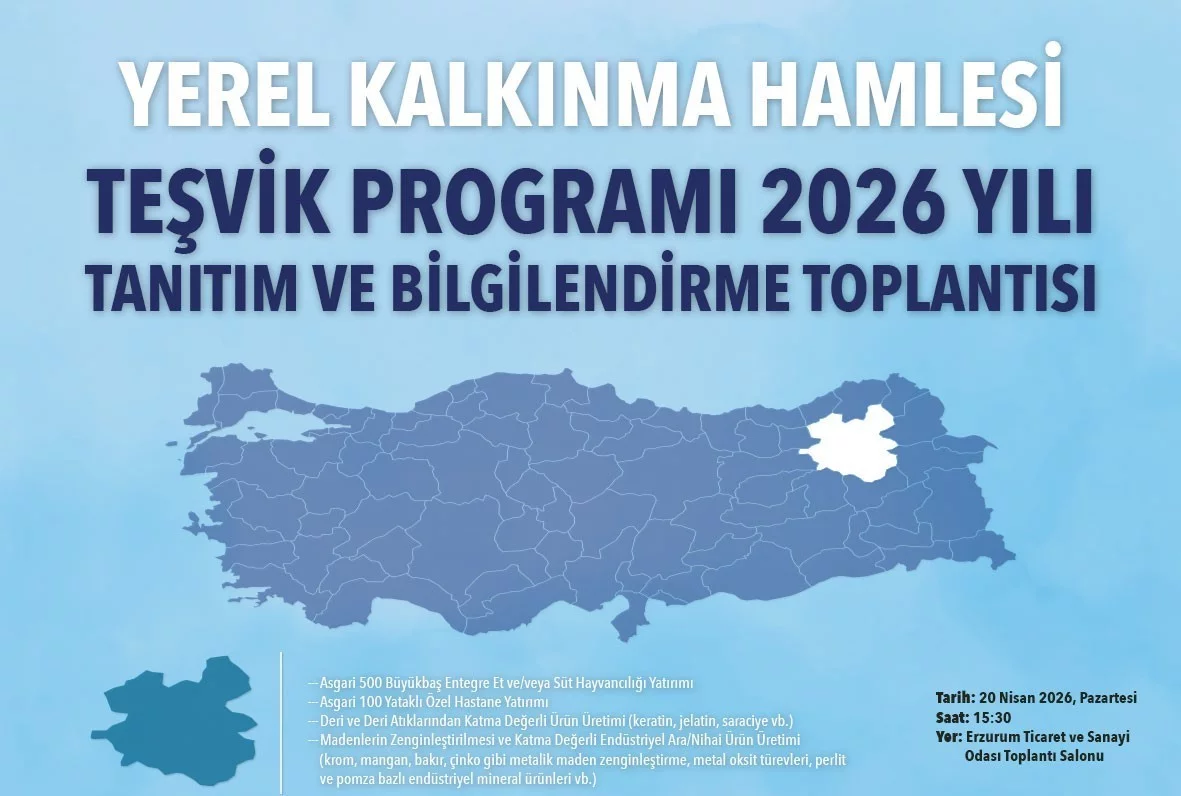 Erzurum’da Yerel Kalkınma Hamlesi Teşvik Programı Tanıtılacak
